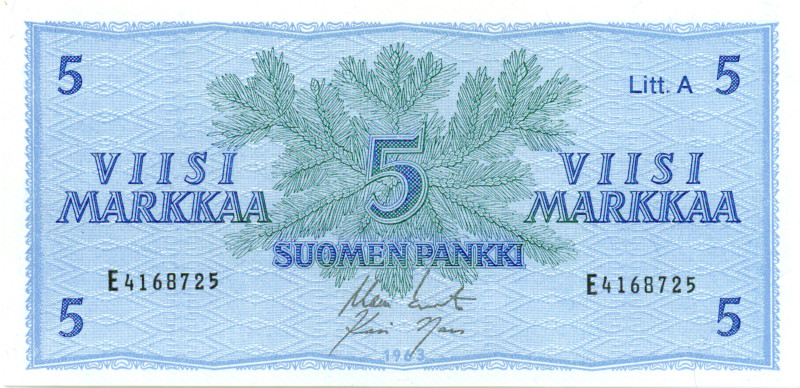 5 Markkaa 1963 Litt.A E4168725